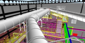CENTRALE DI TELERISCALDAMENTO Condotti fumi con passerelle di servizio